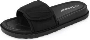 Women's Slide Sandals, Soccer Slide Sandals For Women With Memory Foam Upper   Hook & Loop Adjustable Strap