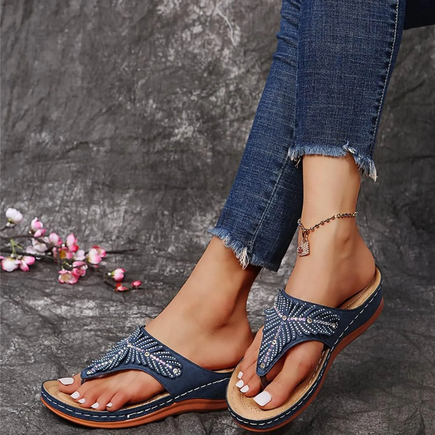 Women's Vacation Wedges Sandals Classic Wedge Heels Sandals Breathable Slides Sandals Pillow Slippers