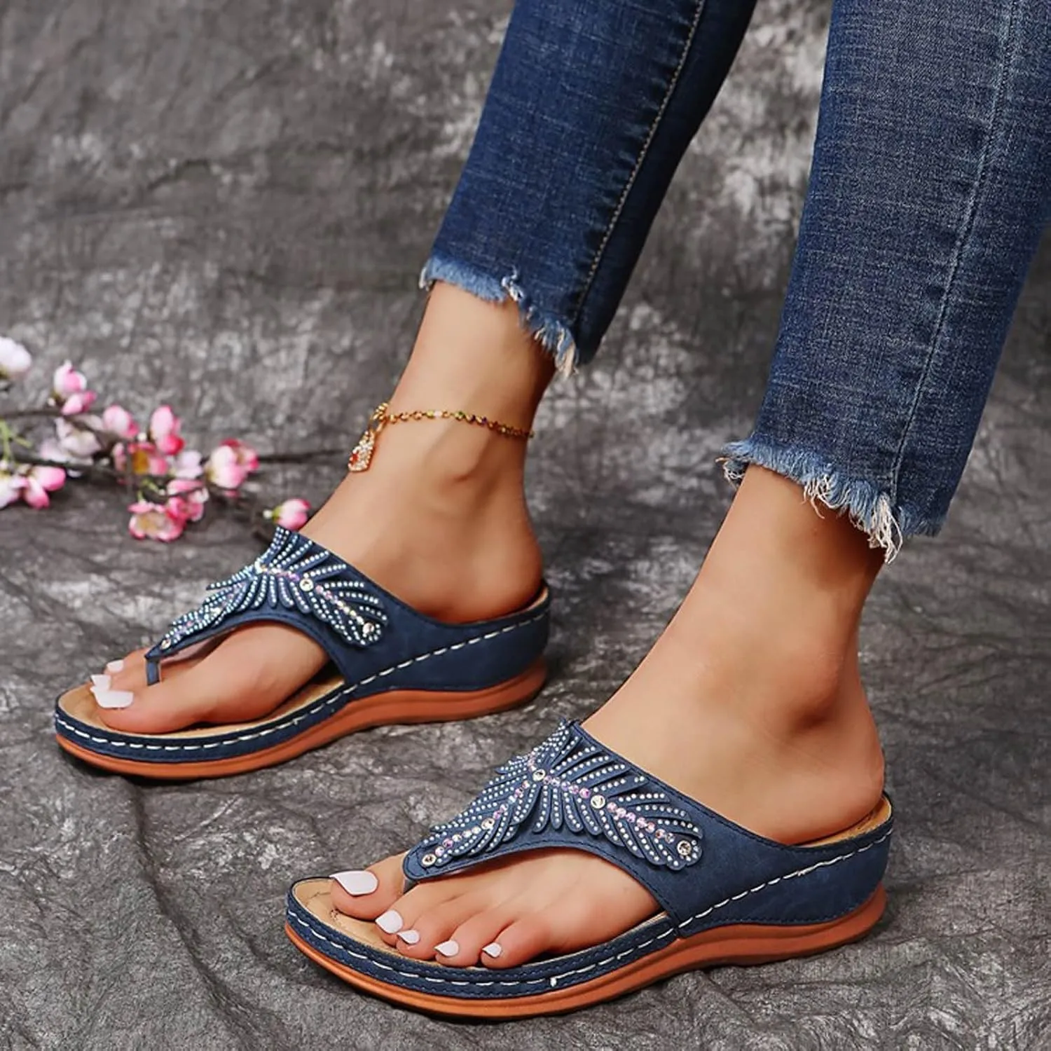 Women's Vacation Wedges Sandals Classic Wedge Heels Sandals Breathable Slides Sandals Pillow Slippers