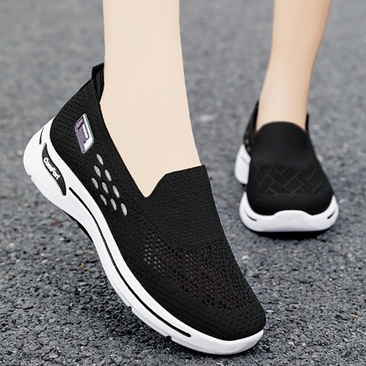 Womens Walking Shoes Comfortable Casual Ladies Athletic Shoes Casual Slip on Shoe Summer Running Sneakers Comfortable Breathable Non Slip Work Sneakers Running Jogging Sneaker