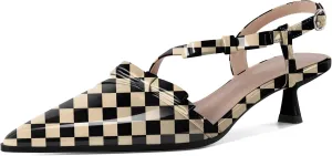 Zamikoo Womens Kitten Heel Pumps Pointed Toe Slingback Bow Pumps Shoes