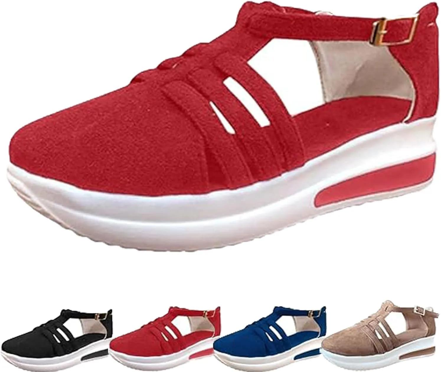 ZSpzx Platform Sandals for Women Arch Support Dotmalls Shoes Comfortable Casual Chunky Summer Dressy on Ankle Strap Wedges Flat Buckle Slip On Loafers Low Top Walking Fall Dress Work Sneakers