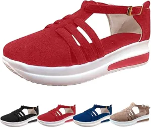ZSpzx Platform Sandals for Women Arch Support Dotmalls Shoes Comfortable Casual Chunky Summer Dressy on Ankle Strap Wedges Flat Buckle Slip On Loafers Low Top Walking Fall Dress Work Sneakers